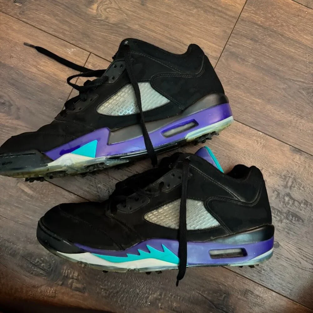 Nike Air Jordan Retro V 5 Low Golf Shoe Black Grape Spike Mens